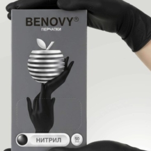 Перчатки “Benovy” нитриловые L черные (50 пар)